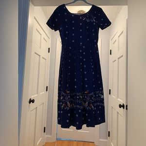 ModCloth banned retro winter festival midi dress embroidery & pockets, size 8